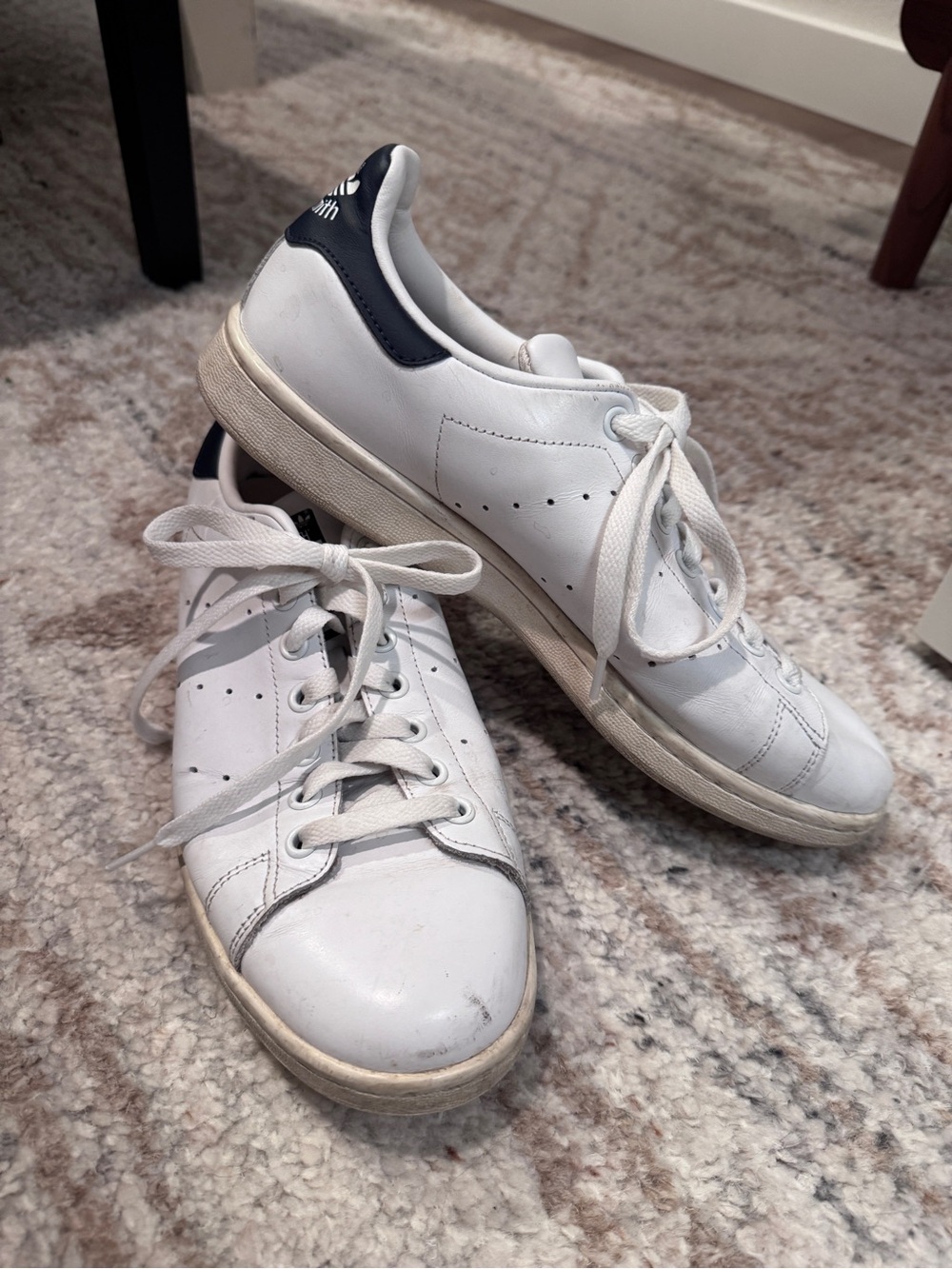 adidas White Sneakers with Navy Heel Tab